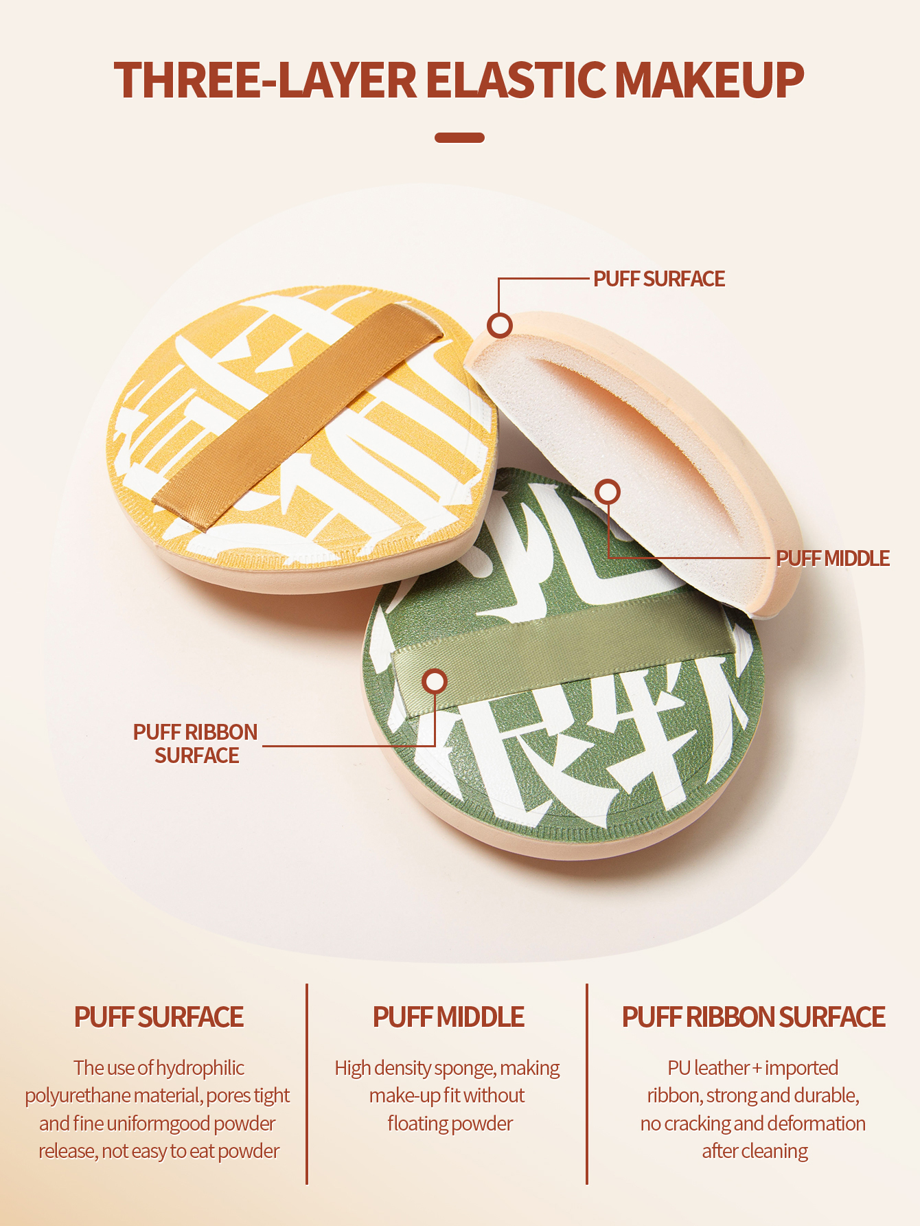 Esponja cosmética de algodão doce de tamanho grande, esponja super macia, almofada de ar, pó, base, corretivo, ferramentas de maquiagem secas e molhadas