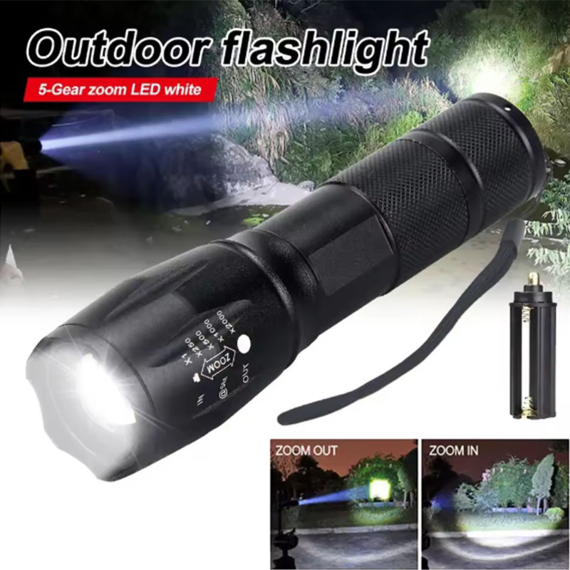 Linternas LED T6 de alta potencia aleaciones de aluminio con batería con zoom 5 modos de luz antorcha para acampar al aire libre senderismo lámpara de pesca