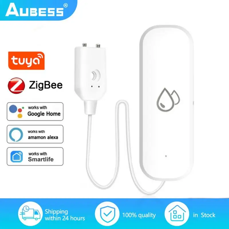 Tuya Mini Zigbee 3,0 Sensor de agua alarma de fuga de agua Detector de inmersión en agua aplicación remota Control Hub requerido
