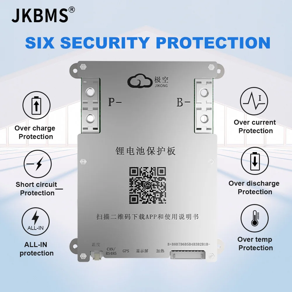 JKBMS Smart BMS B2A8S20P 4S 5S 6S 7S 8S 12V 24V Batteria con 2A Actice Blance RS485 HEAT CAN LifePO4 LTO LI-ION Batteria BMS