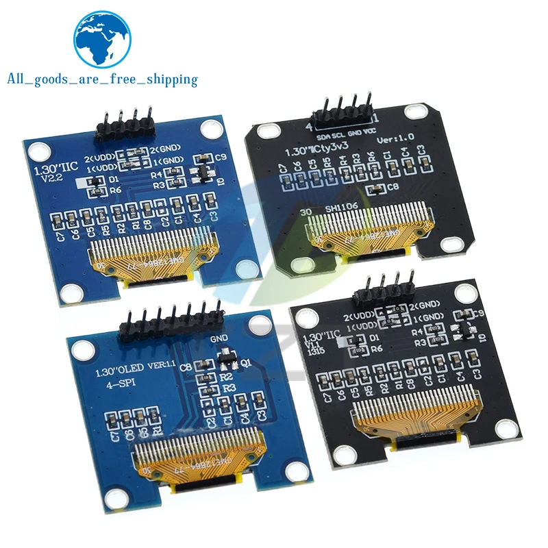 TZT 1.3 inch OLED module SPI/IIC I2C Communicate white/blue color 128X64 1.3 inch OLED LCD LED Display Module 1.3" OLED Module