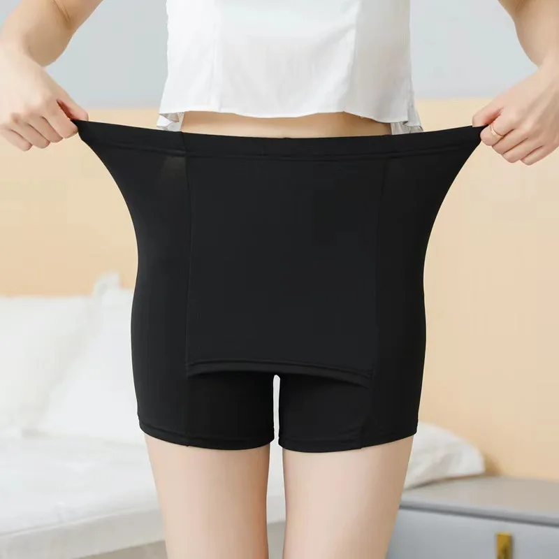 여자를위한 Flarixa 더블 레이어 안전 팬티 복서 높은 허리 보호 반바지 스커트 여름 원피스 속옷
