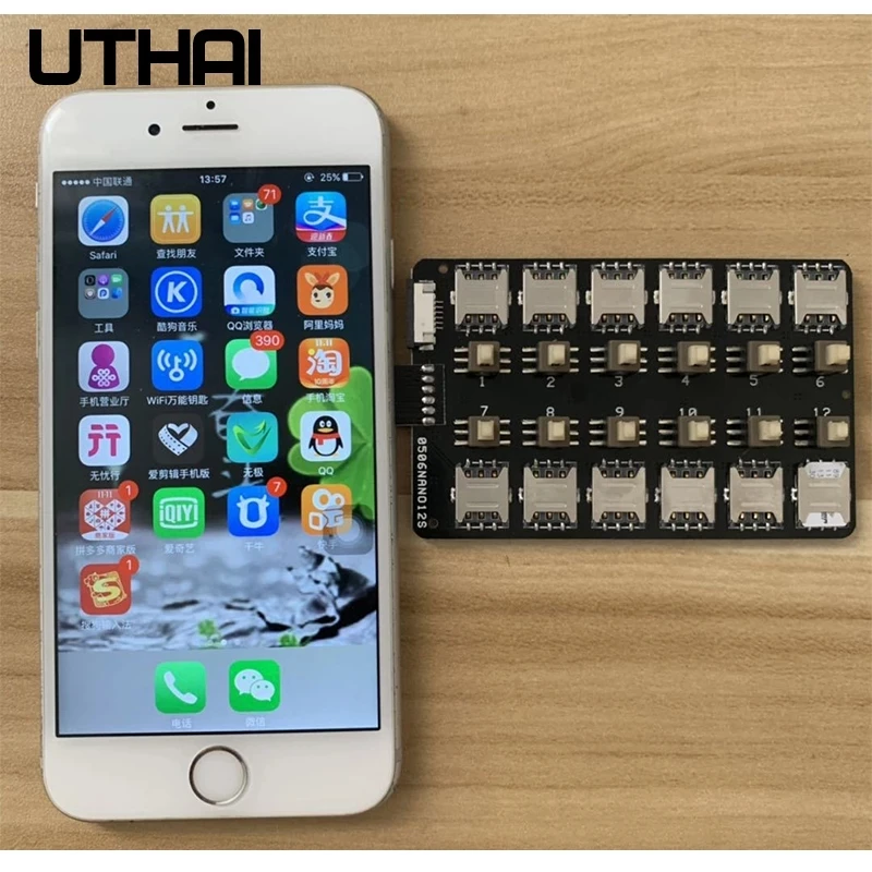 12ช่องใส่การ์ดขยาย SIM Card Adapter Reader (สำหรับ iPhone 5/6/7/8/X/XS) mini SIM SIM Nano Sim Card Reboot-สวิทช์ฟรี