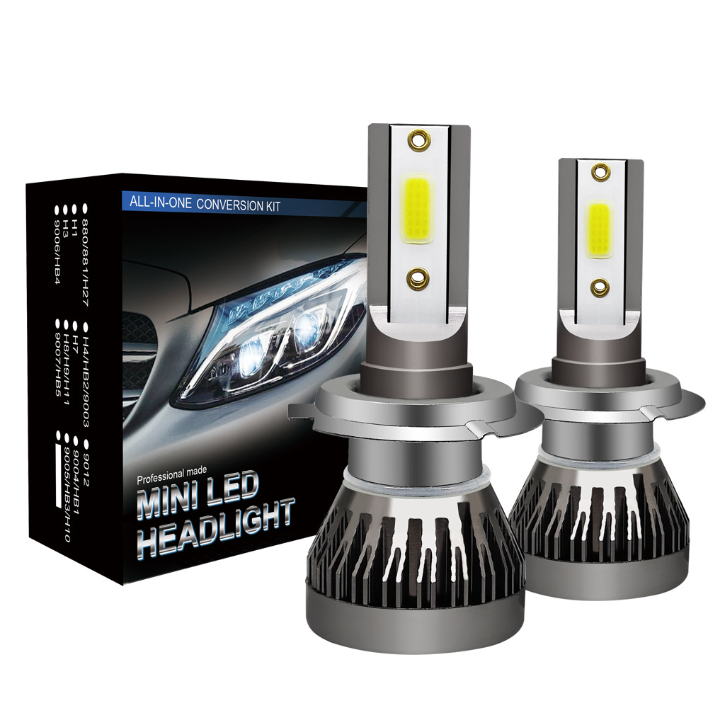 2 unidades/par mini luzes auto h7 led h4 lâmpada h3 h8 h9 h11 9005 9006 9012 6000lm farol do carro h1 6000k luz de nevoeiro automática 12v lâmpada led