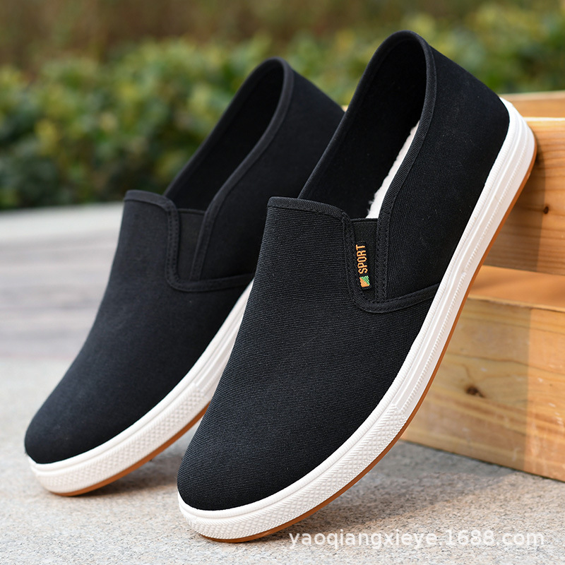 Männer Leinwand Schuh Casual Sneaker für MenLight Slip-on Vulkanisierte Bequeme Männliche Wohnungen Müßiggänger Neue Schwarz Trainer Zapatos hombre