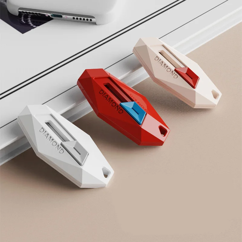 Anti-Stick Magnetic Mini Box Opener - Utility Knife with Safe Round Tip, Diamond Design, Ideal for Parcels and Package Opening