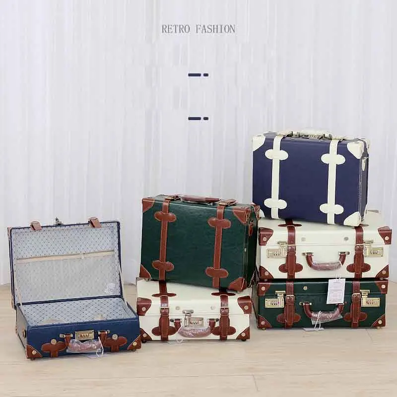 Caja de maquillaje femenina portátil retro, nueva versión coreana, caja de almacenamiento de 13 pulgadas, equipaje para estudiantes, mini regalo portátil, 2024