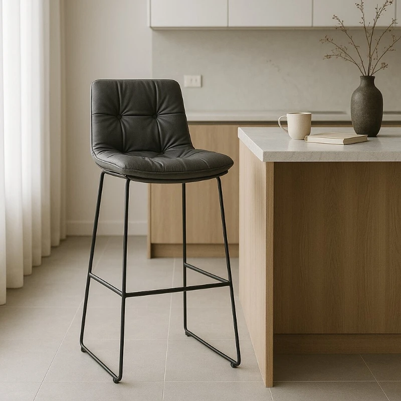 Bar Chair, Luxury Dining Chair, Soft Cushion, 65cm/75cm High Backrest Stools, Solid and Strong, Stainless Steel Soap Dish