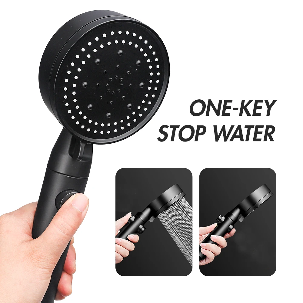 Cabezal de ducha de alta presión, cabezal de ducha de mano de 5 configuraciones con interruptor de botón de apagado completo, Control de flujo, ahorro de agua