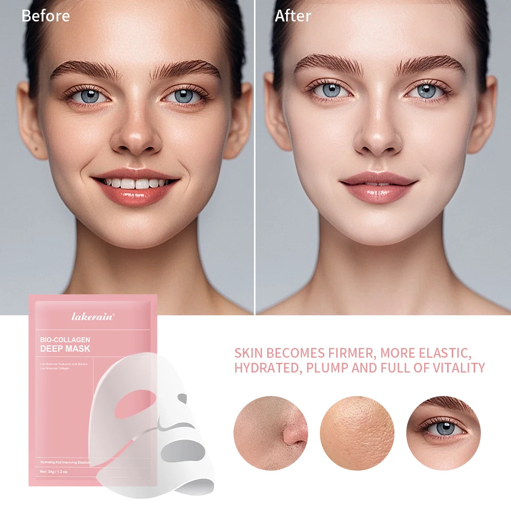 Bio-Collagen Real Deep Mask อาหารเสริม Collagen Hydrating Overnight Hydrogel Mask การปรับปรุงความยืดหยุ่น Pore Minimizing Firming