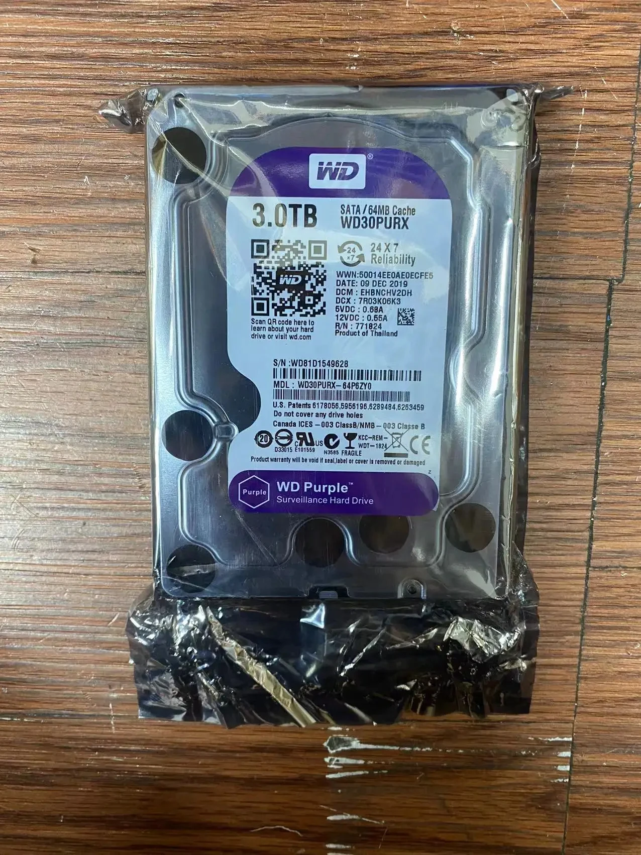 WD Фиолетовый внутренний жесткий диск для наблюдения 3,5 дюйма, 64 МБ кэш-памяти SATA III, 6 Гбит/с, 1 ТБ, 2 ТБ, 4 ТБ, 6 ТБ, жесткий диск HD для видеонаблюдения, видеорегистратора, NVR