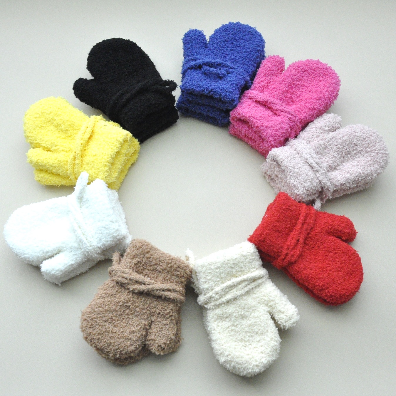 1-3y crianças inverno engrossado pelúcia com corda luvas quentes para meninos meninas novas luvas de veludo sólido ao ar livre ciclismo luvas de esqui