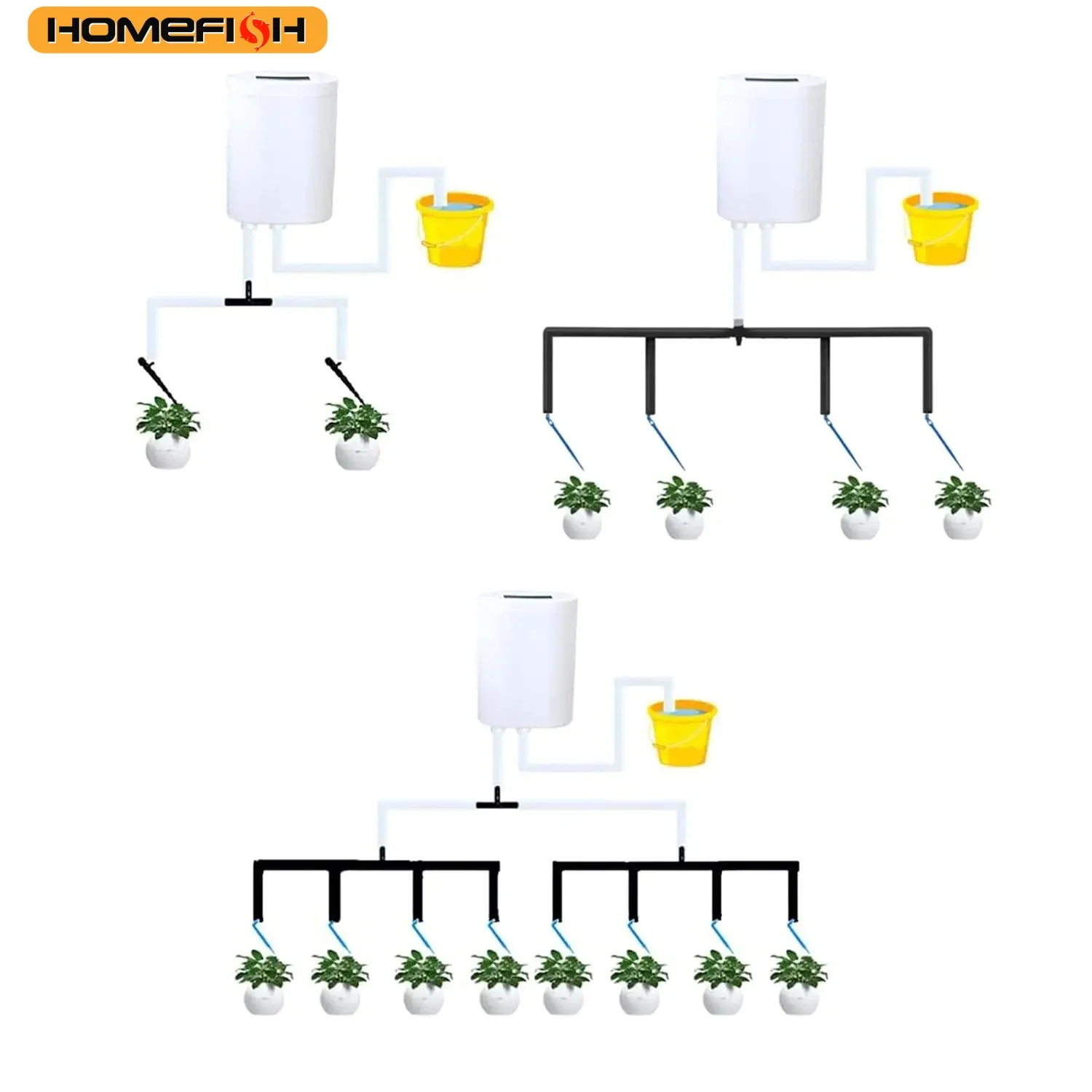HOMEFISH Automatische Pflanze Blume Bewässerung Pumpe Hause Sprinkler Tropf Bewässerung Gerät 4/8/16 Köpfe Timer System Kit Garten Werkzeug