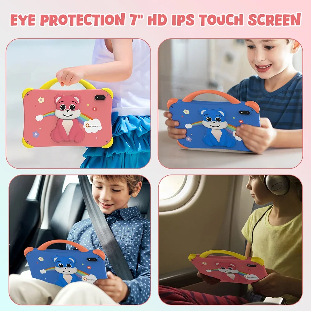 CWOWDEFU 7 "แท็บเล็ตสําหรับเด็กAndroid 14 8GB 64GB Octa Core WiFi6 Google Playเด็กแท็บเล็ตสําหรับสาวการศึกษาของขวัญ 4000MAhฮีบรู