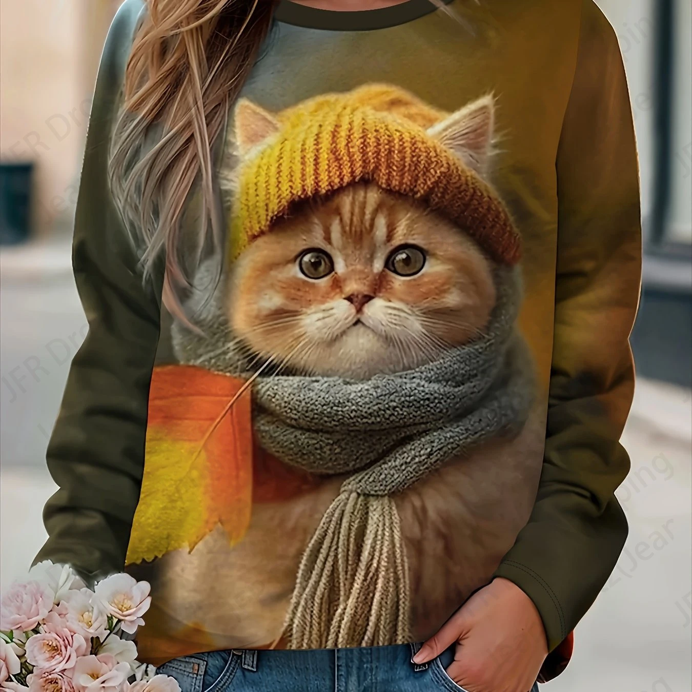 Sudadera con capucha con estampado 3d de gato y café para mujer, sudaderas informales con cuello redondo a la moda, sudaderas con animales y gatos, abrigos para niña, sudaderas para mujer, ropa femenina