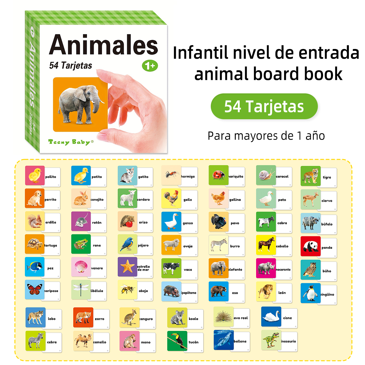 54 stuks Spaans vroeg - Leren Woord Flashcards voor kinderen vanaf 1 jaar oude kinderen leren