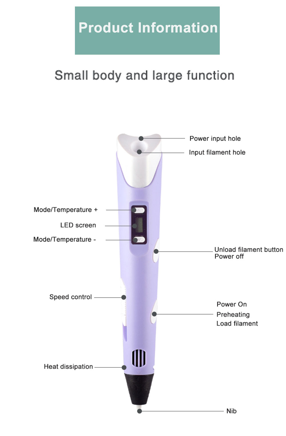 New 3D Printing Pen DIY Drawing Pens 9/50/100M 1.75mm PLA Filament For Kids Children With PU Case Birthday Christmas Toys