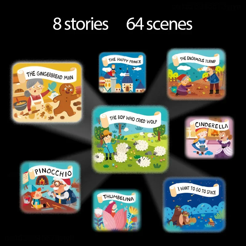 Projecteur d'histoire avec veilleuse, lampe de poche, jouet pour enfants, Machine à histoires de couchage, jouet lumineux pour bébé, apprentissage précoce, éducatif