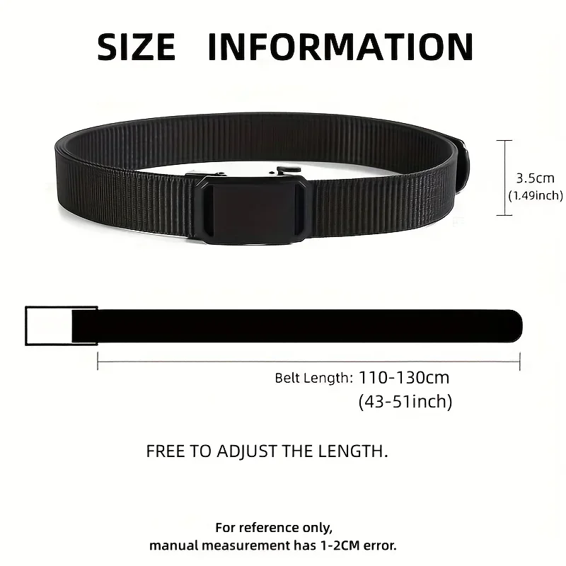 New Automatic Buckle Belt, Canvas Tactical Workwear Casual Outdoor Military Training Pants Belt For Men