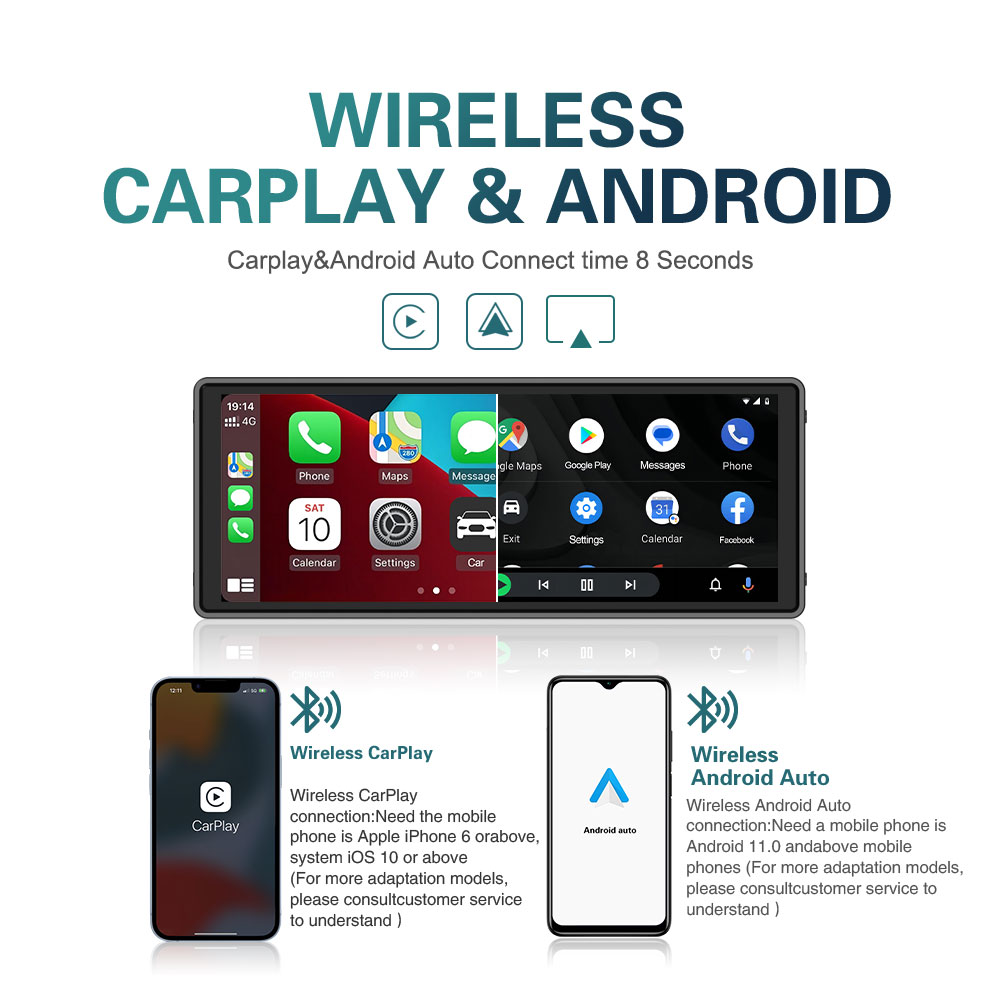 XUDA Universale 10.26 Pollici Autoradio Multimediale WIFI Lettore Video Wireless Carplay e Android Auto per Apple O Android Lettore MP5