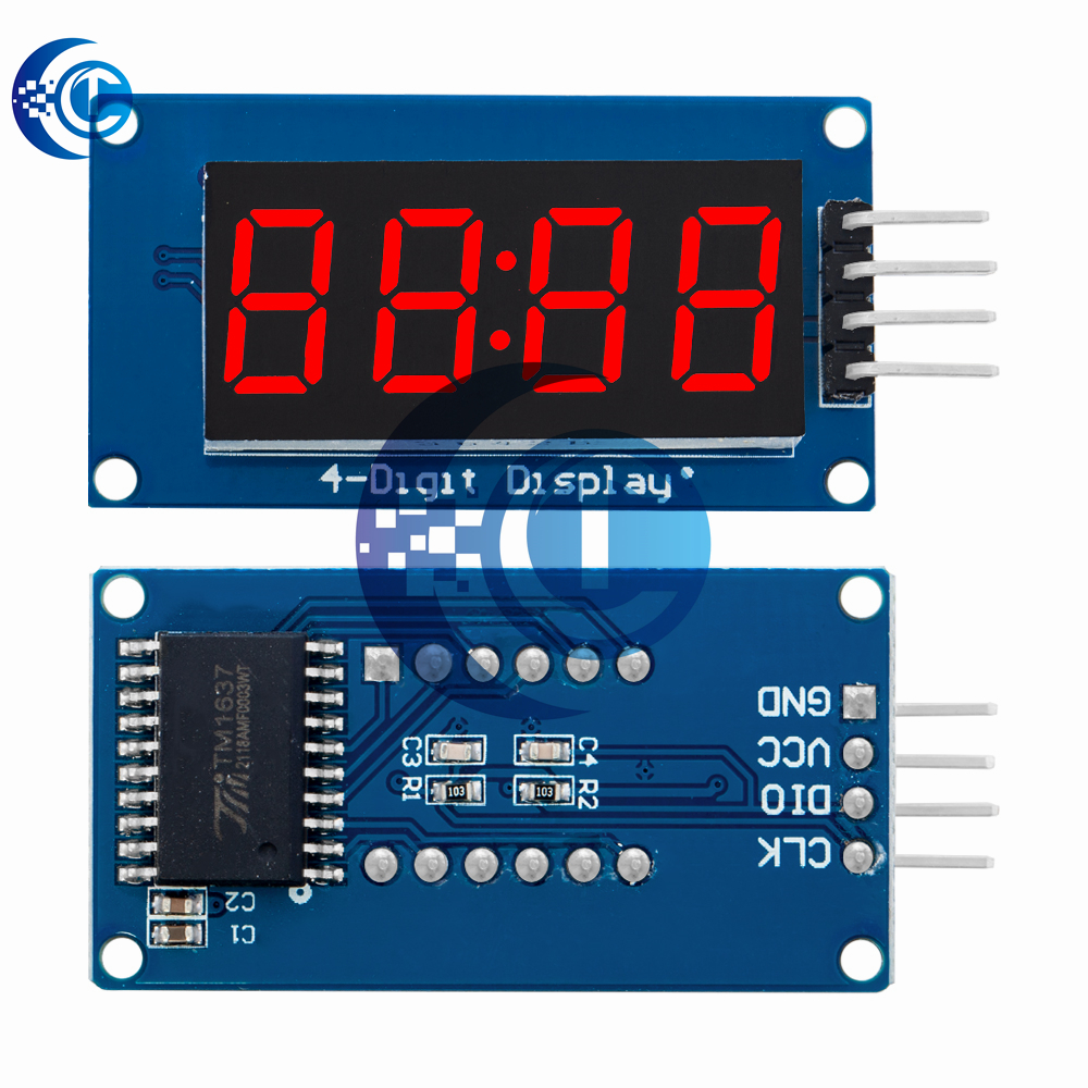Módulo de pantalla LED digital TM1637 de 4 bits para Arduino: tubo de ánodo rojo de 7 segmentos de 0,36 pulgadas con paquete de cuatro tarjetas de controlador de serie
