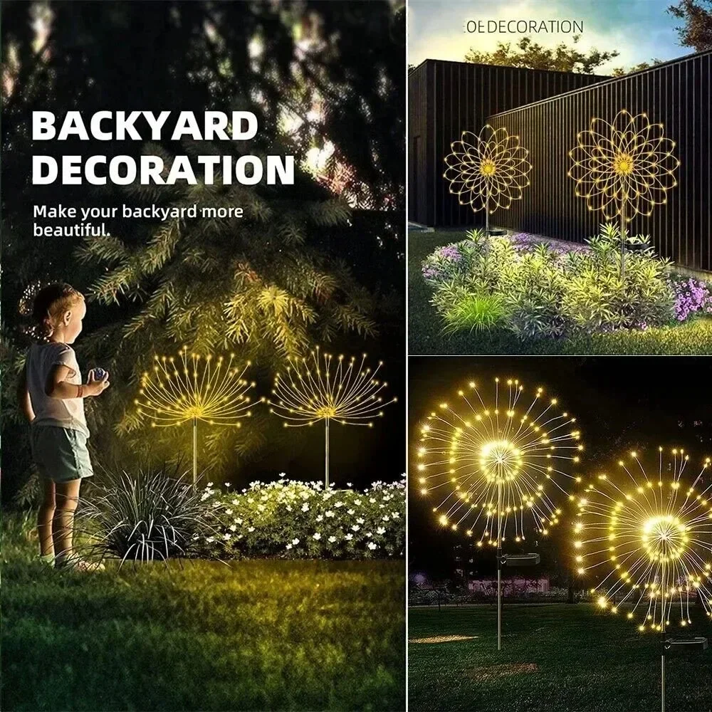 Lampe LED Solaire en Forme de enquêter d'Artifice Imperméable pour Décoration de Jardin, Luminaire Décoratif d'Extérieur, Idéal pour une Pelouse ou un Paysage