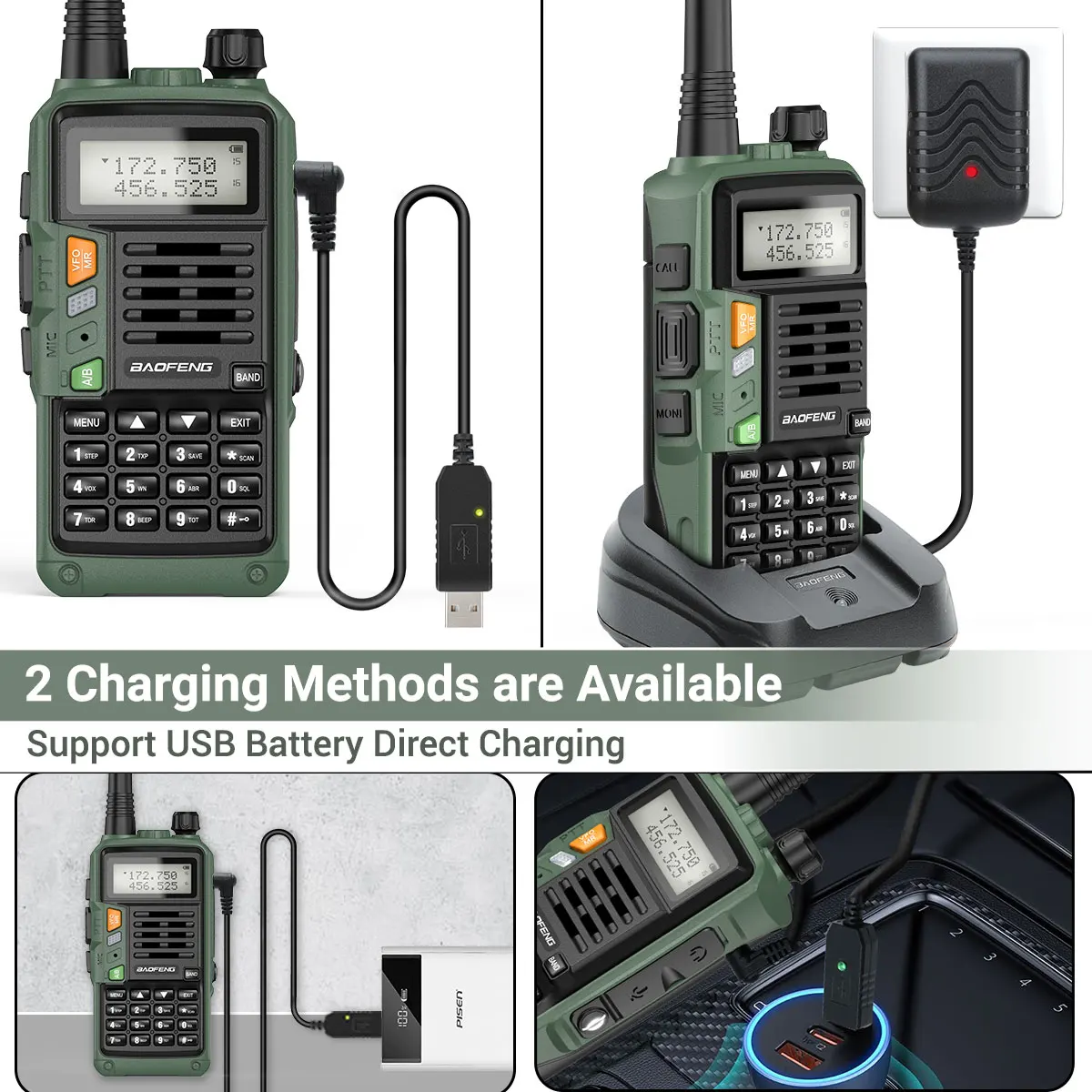 1/2PCS BaoFeng UV-S9 Plus Walkie Talkie USB Ladegerät VHF UHF Tragbare 10km Long Range UV-5R Verbesserte Version Zwei Weg Radio