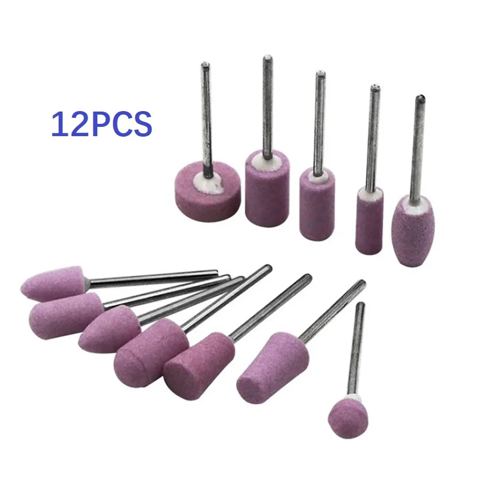 10/12 Uds. Piedra montada de pulido abrasivo para herramientas rotativas herramientas de cabezal de rueda de piedra de molienda vástago de 2,35mm Mini juego de brocas para uñas
