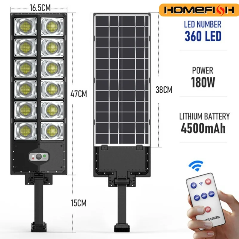 WA6 Nowa zewnętrzna zintegrowana lampa uliczna zasilana energią słoneczną z czujnikiem ludzkiego ciała na dziedzińcu z wodoodporną lampą ogrodową ze zdalnym sterowaniem