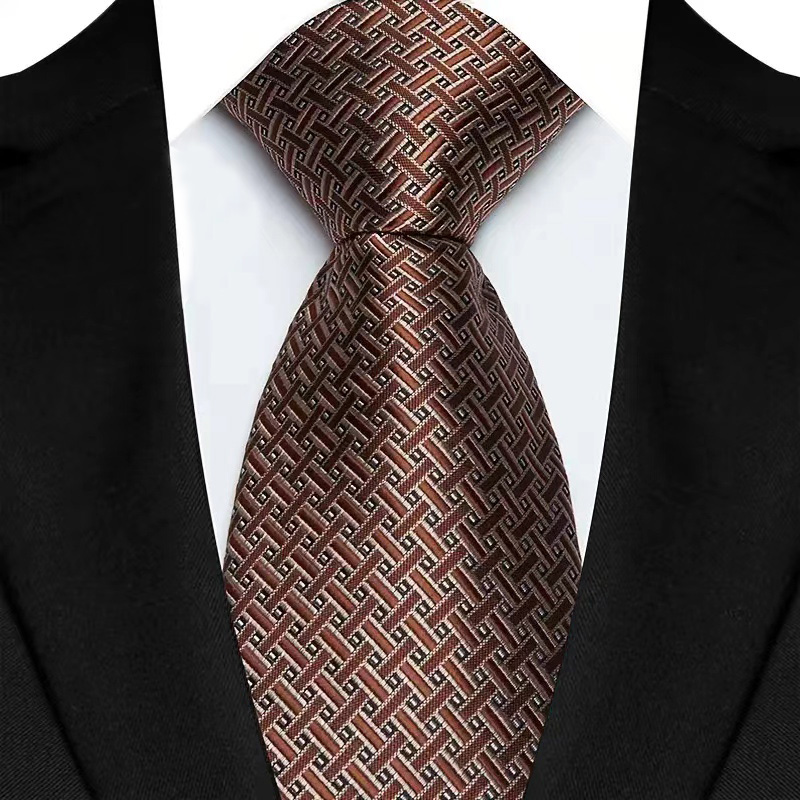 Luxe 8 Cm Heren Stropdas Bruin Oranje Kleur Dot Strepen Stropdassen Voor Man Bruidegom Jacquard Geweven Stropdas Voor Business bruiloft