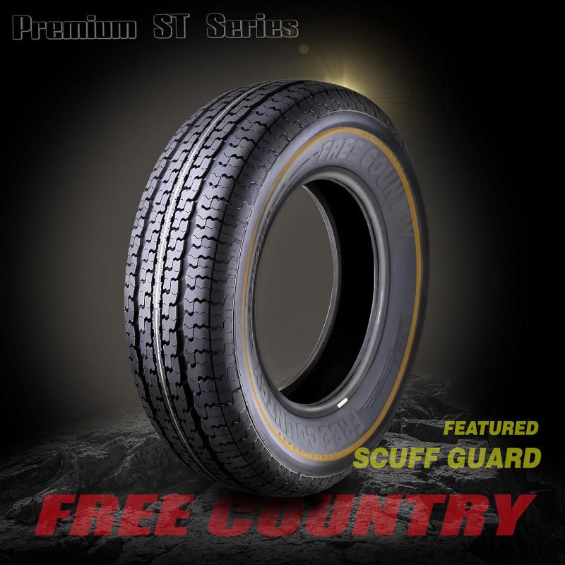 Ride Set 4 Trailer Tires ST205/75R15 205 75 15 8-Ply Load Range D Steel Belted Radial w/Featured Side Scuff G