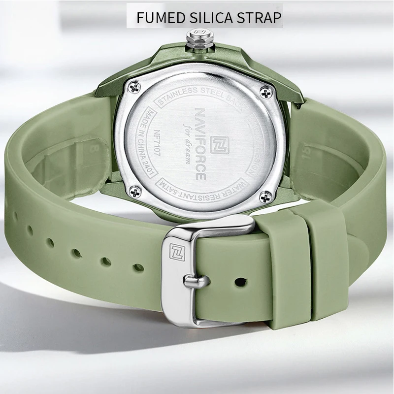 NAVIFORCE relojes deportivos informales para mujer correa de silicona suave moda clásica 30m resistente al agua indicador de fecha reloj de pulsera de regalo para mujer