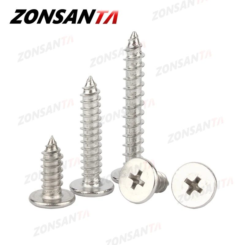 M2 M2.6 M3 M3.5 M4 M5 M6 Cross Phillips Ultra Thin Super Low Flat Wafer Head A2 304 Stainless Steel Self tapping Wood Screw