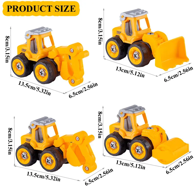 Giocattolo per escavatore a vite per dado per camion fai-da-te per ingegneria in miniatura per bambini per regalo modello di auto/camion educativo per bambini