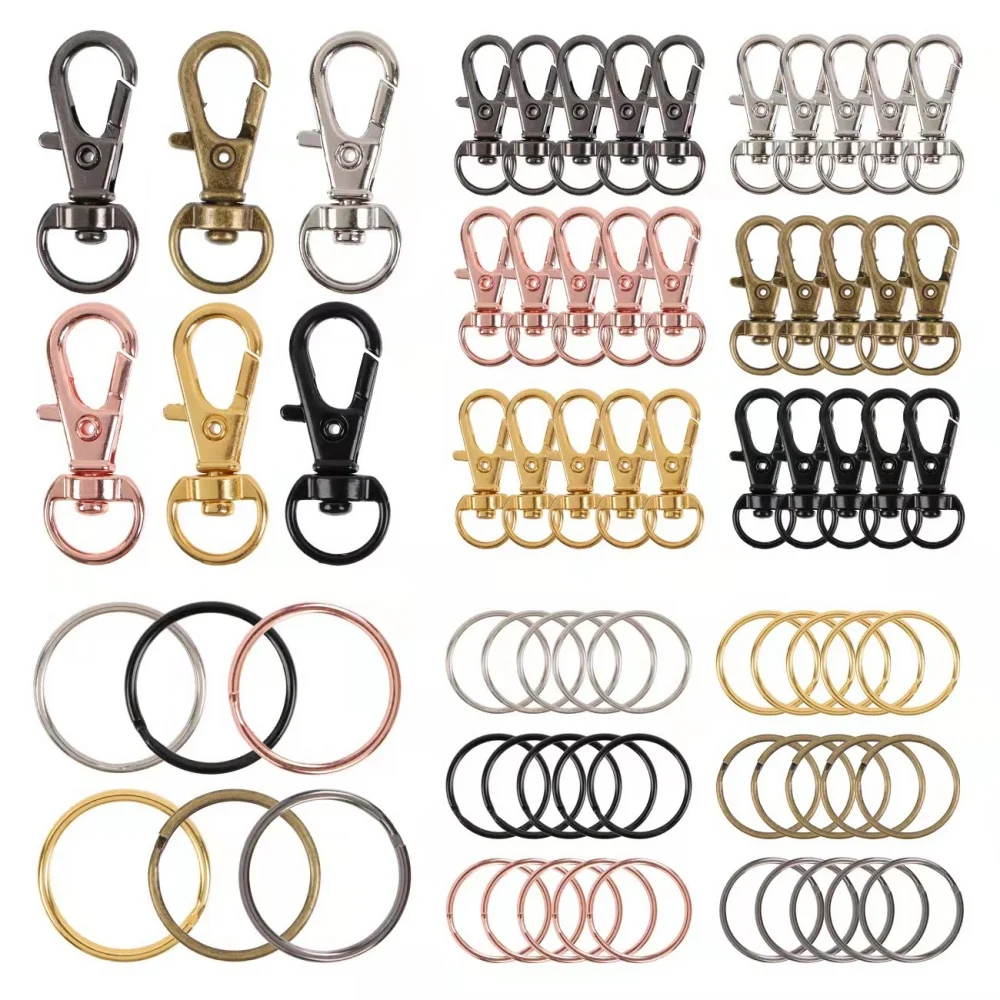 20개/팩 회전형 로브스터 클립 키링 포함 10개 키체인 10개 키링 장식 DIY 주얼리 액세서리 제작 ﻿