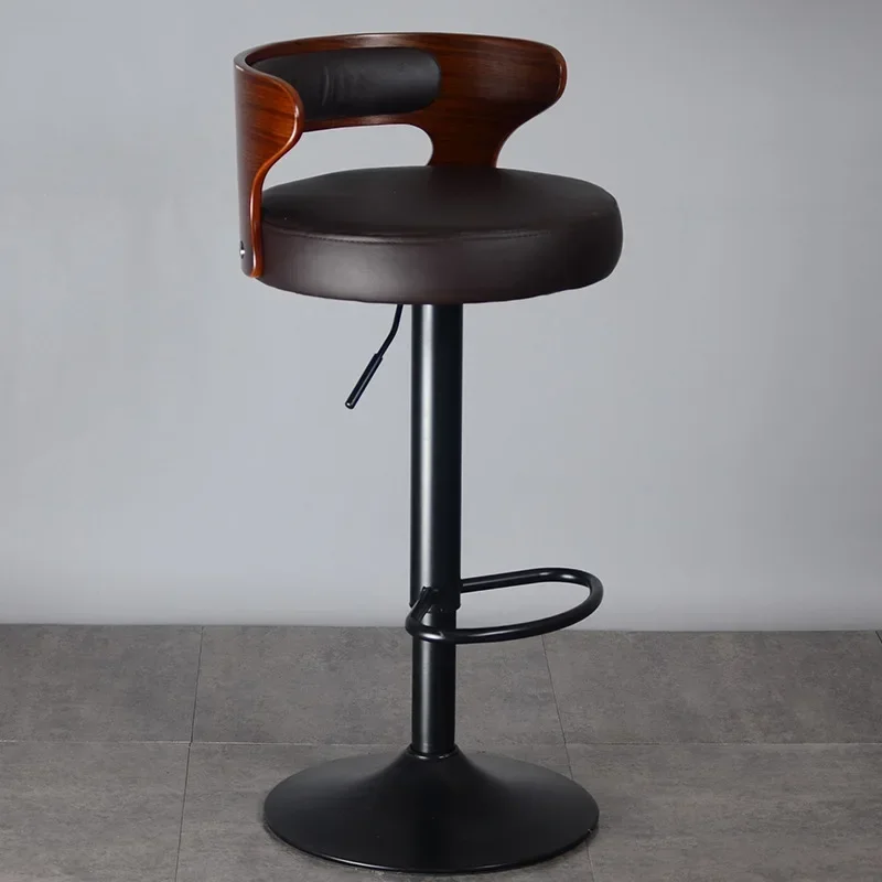 หนังห้องนั่งเล่นเก้าอี้บาร์โมเดิร์น Minimalist เฟอร์นิเจอร์ห้องครัวพนักพิงสูงเก้าอี้บาร์ผับยุโรปหมุนยก Barstool