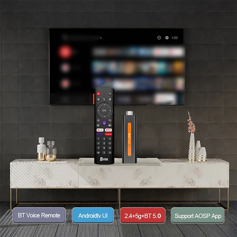 ATV Smart TV Stick Android 14 Support HD 8K Video 4K BT5.0 WiFi 6 Allwinner H618 Quad Core Cortex A53 Voice Remote Smart TV Box