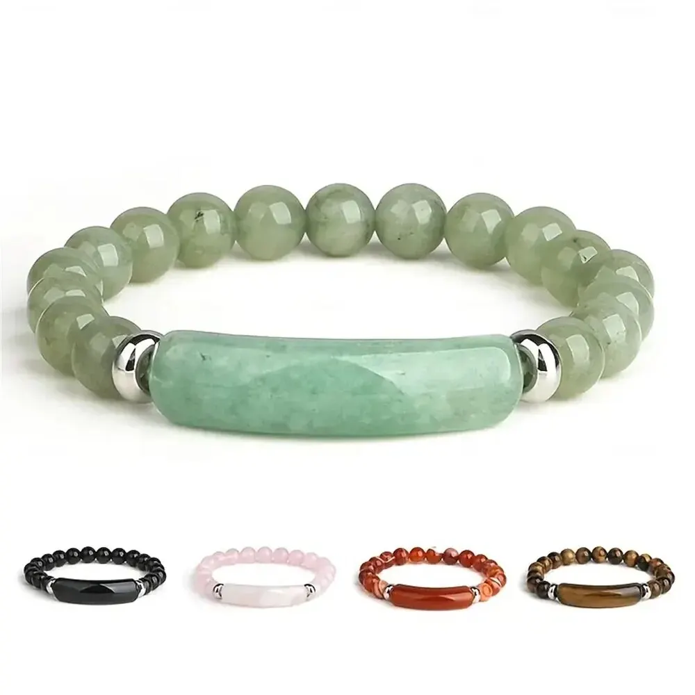 1 Stück handgefertigtes Steinarmband Türkis Malachit Edelstein Kristall Raues Armband Körper Energie Yoga