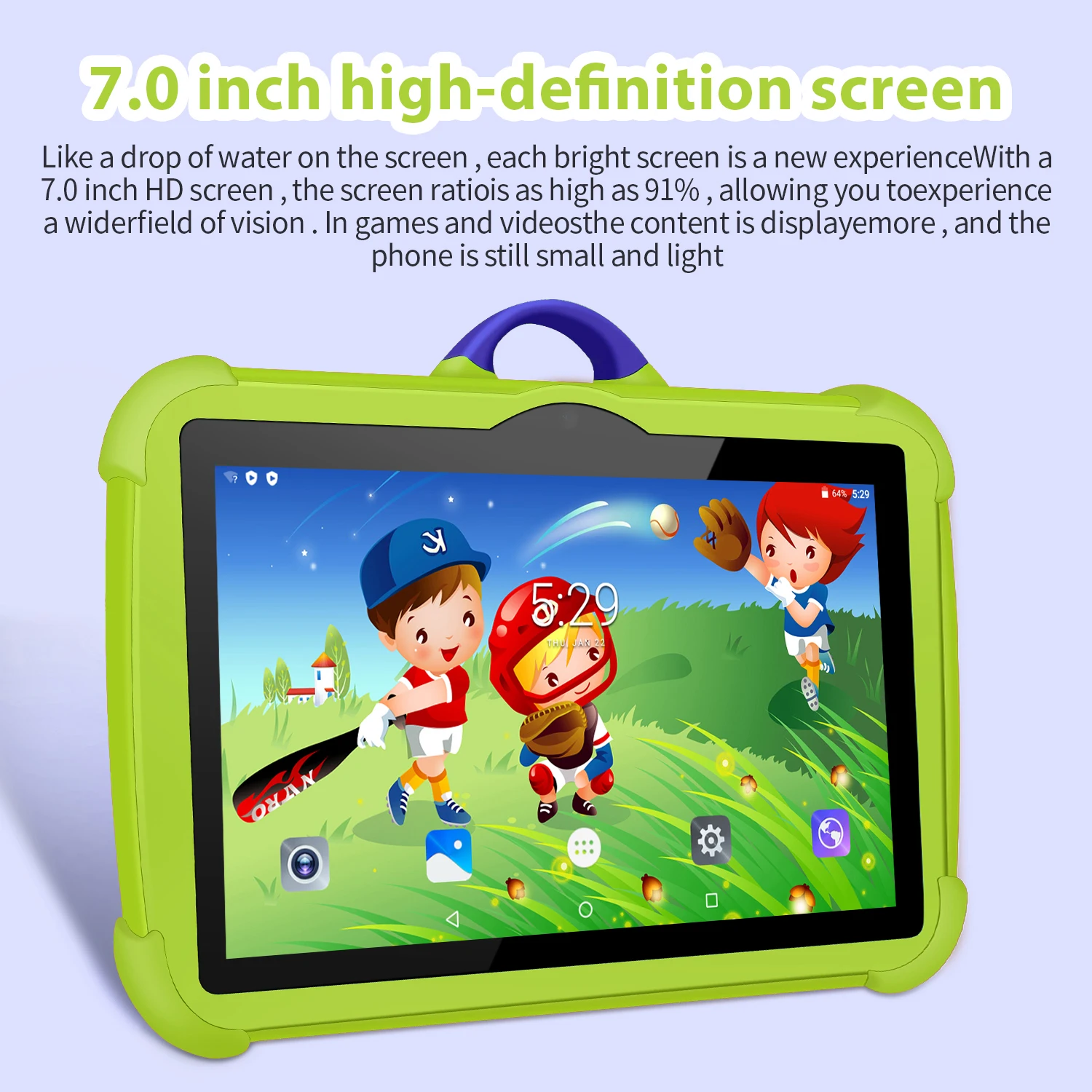 ใหม่ 7 นิ้ว 5G WiFi การศึกษาการเรียนรู้เด็กแท็บเล็ต Quad Core 4GB RAM 64GB ROM Android 13 Google Play รองรับบลูทูธ 4000mAh