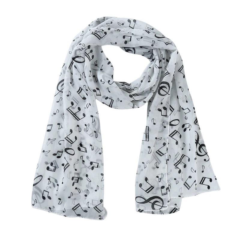 Dames zomersjaals Dame muzieknoot print chiffon halsdoek sjaal zachte sjaals van hoge kwaliteit fantastisch elastisch
