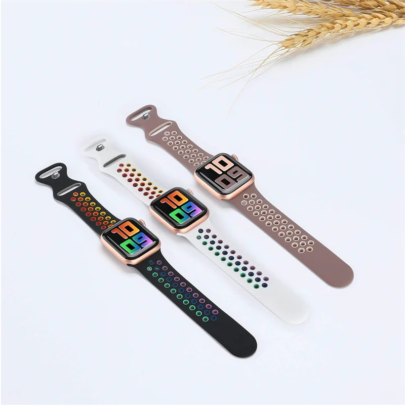Silicone Strap for Apple Watch Band 44mm 40mm 45mm 41mm 49mm 42mm 38 Sport Bracelet IWatch Series 10 9 8 7 SE 6 5 4 Ultra 1 2 3