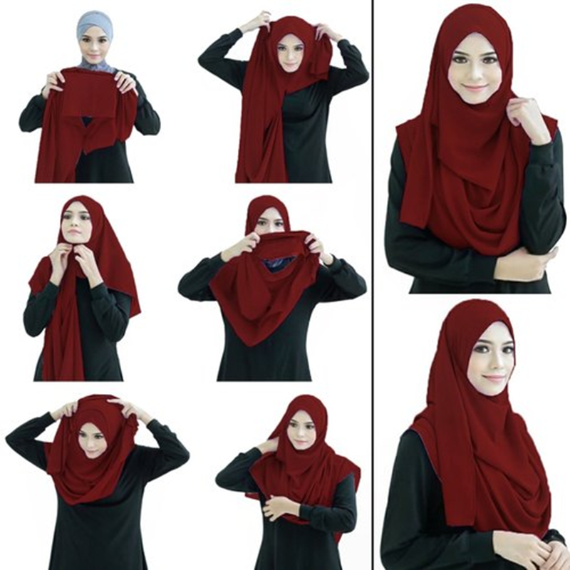 Quente duplo laço camisa hijabs instantâneo hijab cachecol feminino muçulmano lenço de algodão xales bandana islâmica turbantes para mulher turbante