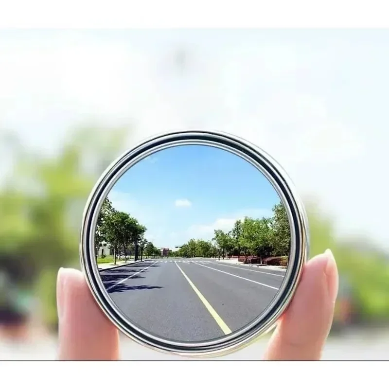 Specchietto retrovisore ausiliario con montaggio convesso da 2 pezzi, rotazione di 360 gradi, accessorio per punto cieco con cornice rotonda grandangolare