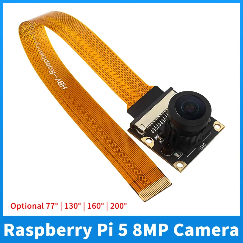 Веб-камера Raspberry Pi 5 8 Мп IMX219 с датчиком и интерфейсом CSI, 77 °, 130 °, 160 °, 200 °, для Raspberry Pi 5 Zero W, 2 Вт