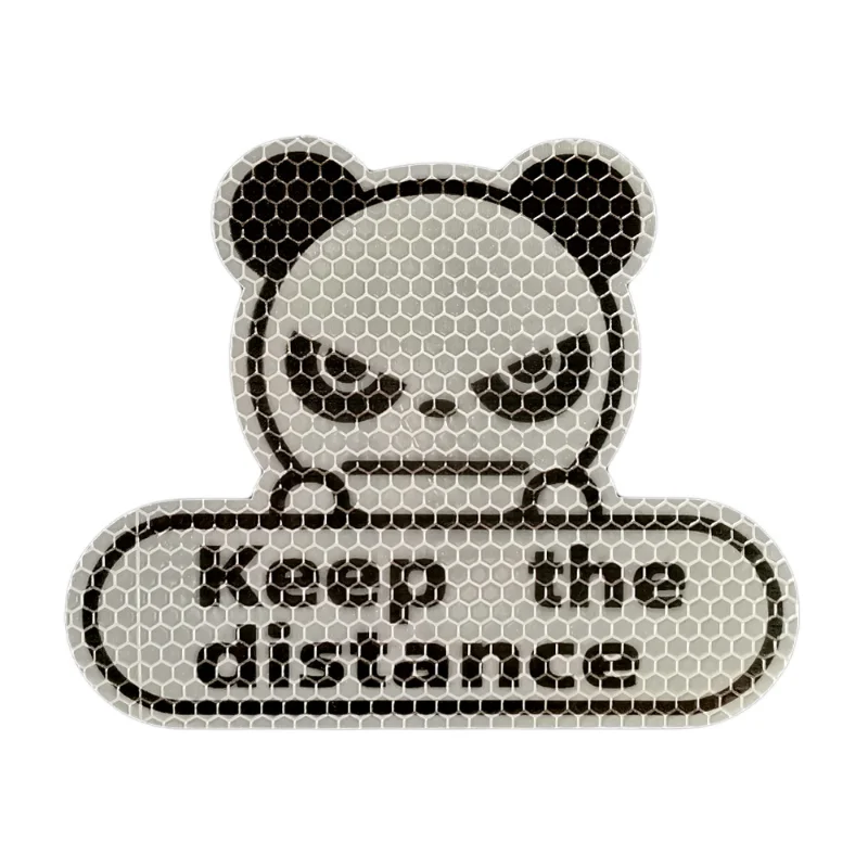 1 Uds. Pegatinas reflectantes para mantener la distancia pegatinas de Panda fluorescente amarillo verde hexágono panal pegatinas de decoración de coche de dibujos animados