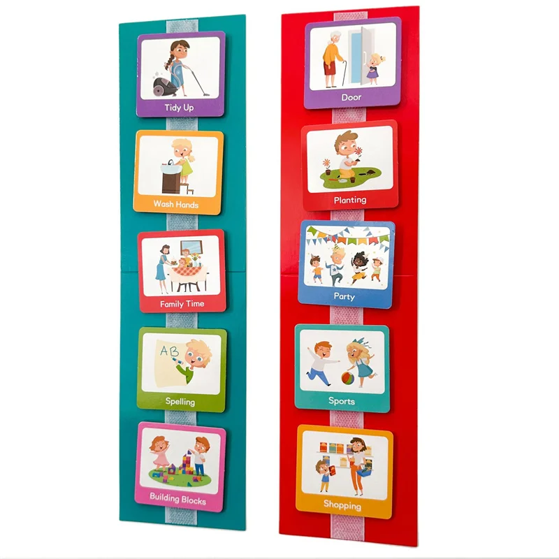 60 Cards Visual Daily Schedule Chart for Kids With Autism Pocket Chart Materials Montessori Learning Educational Toy