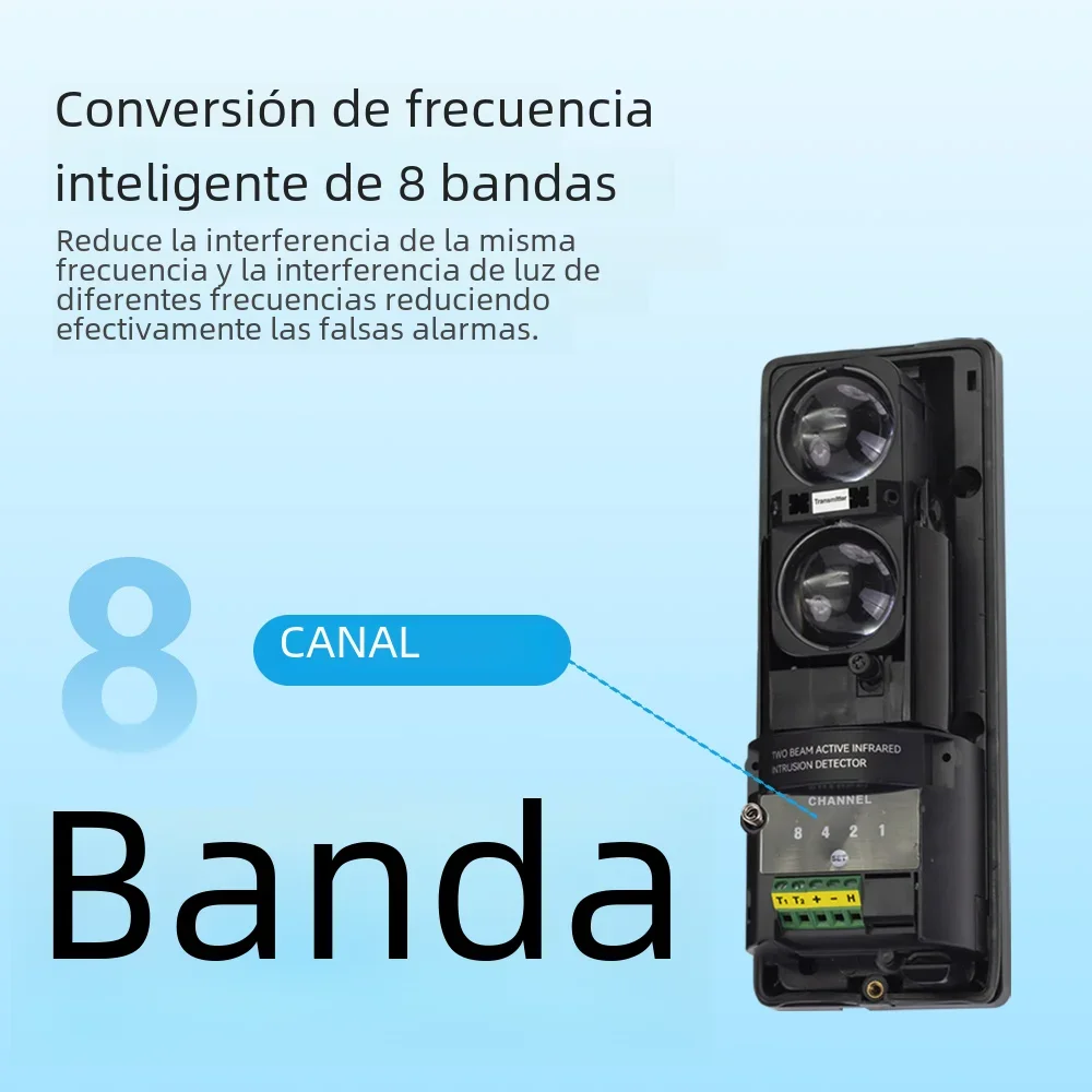 Sensor infrarrojo de doble haz Meian, detector de barrera con cable de 100 M, detector de haz infrarrojo, conversión de 8 frecuencias, pantalla digital