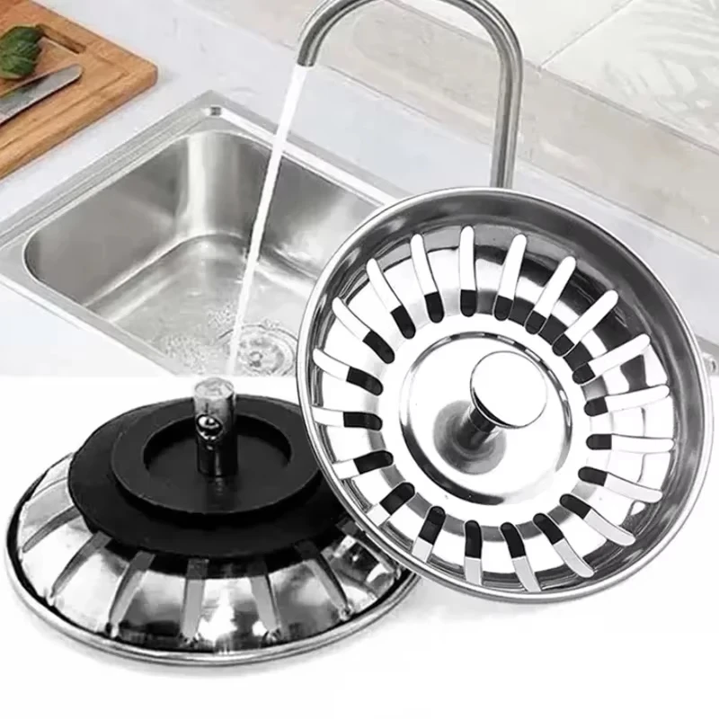 Pia da cozinha filtro de esgoto bacia dreno rolha de aço inoxidável pia resíduos plug filtro anti-entupimento dreno de chão acessórios de cozinha