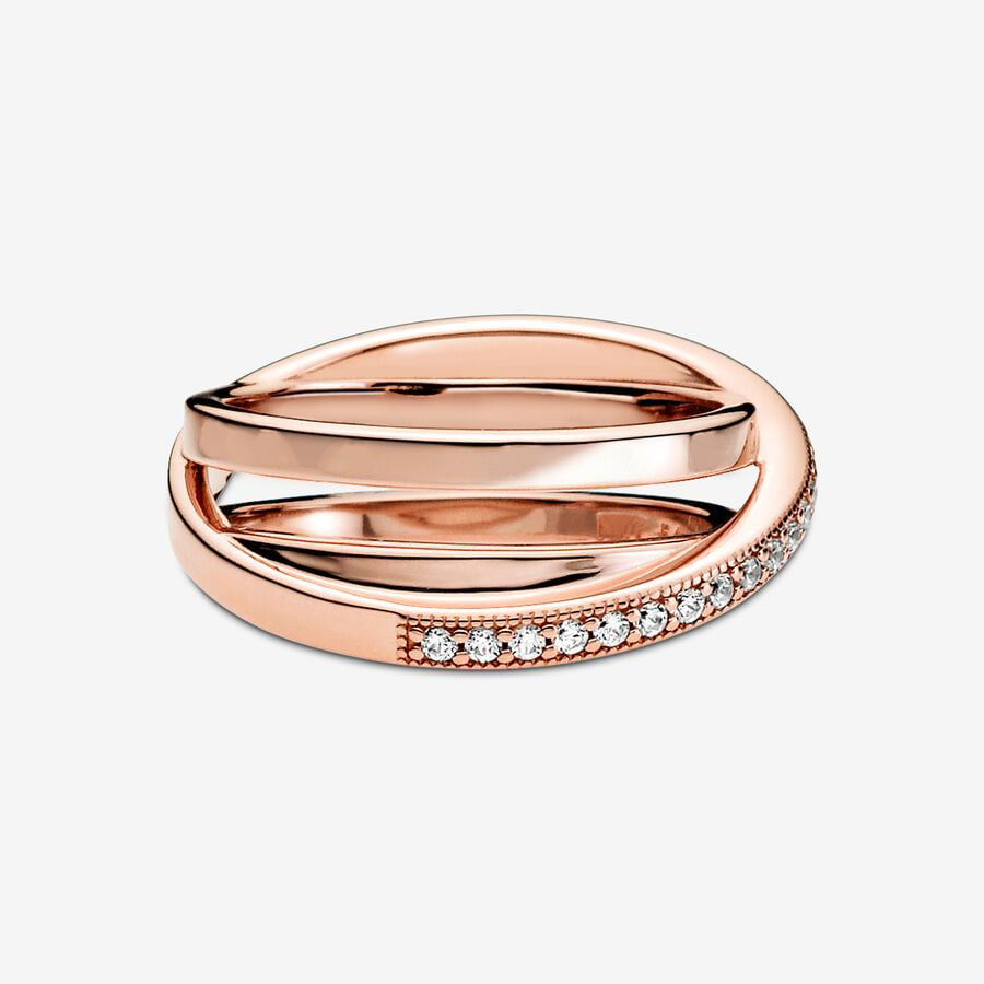 Anéis de prata esterlina 925 originais para mulheres crossover amor noivado anel de casamento cristais de ouro rosa joias de luxo presente