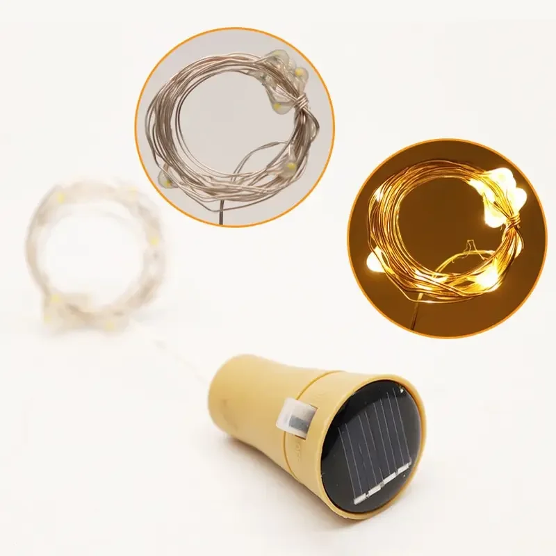 Solar Wine Bottle String Light 2M 20LEDs Copper Wire Fairy Light Cork Shape Wedding Party Garden Christmas Decor IP65 Solar Lamp